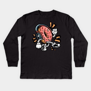 Donut With Headphones Kids Long Sleeve T-Shirt